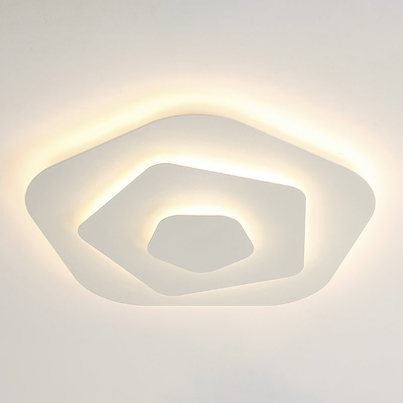 Lacquered Iron LED Ceiling Light in Modern Minimalist Style Acrylic Geometric Flush Mount in White