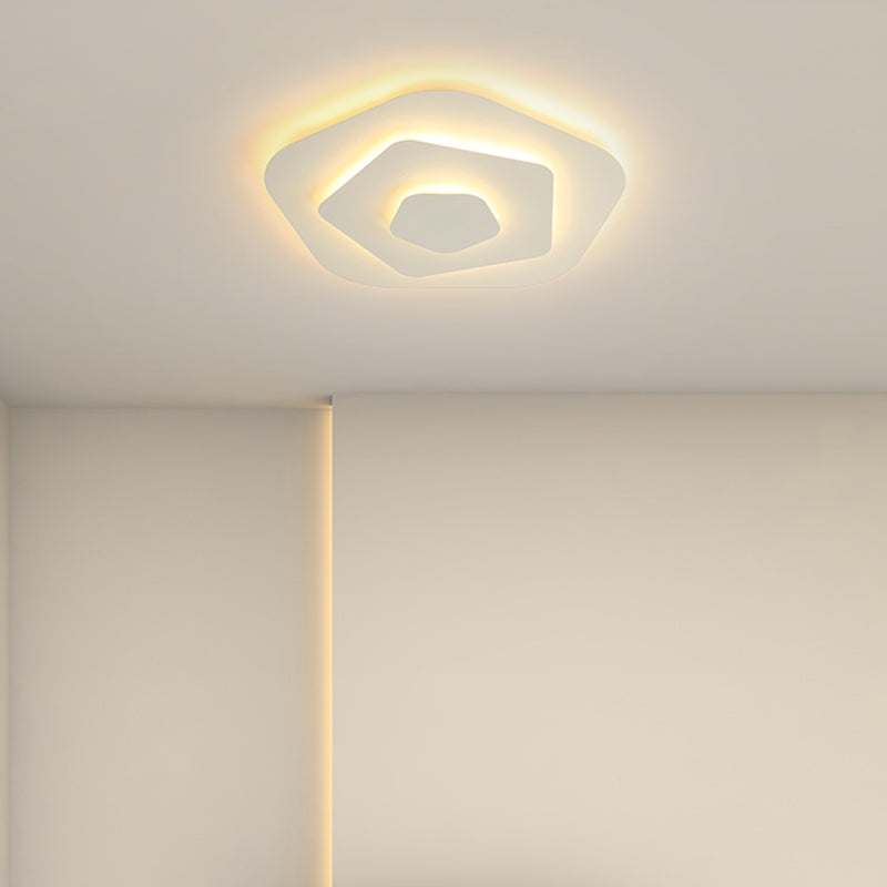 Lacquered Iron LED Ceiling Light in Modern Minimalist Style Acrylic Geometric Flush Mount in White