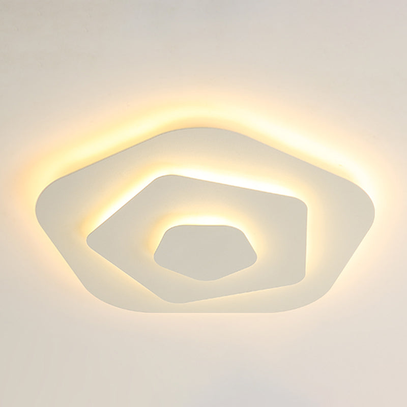 Lacquered Iron LED Ceiling Light in Modern Minimalist Style Acrylic Geometric Flush Mount in White