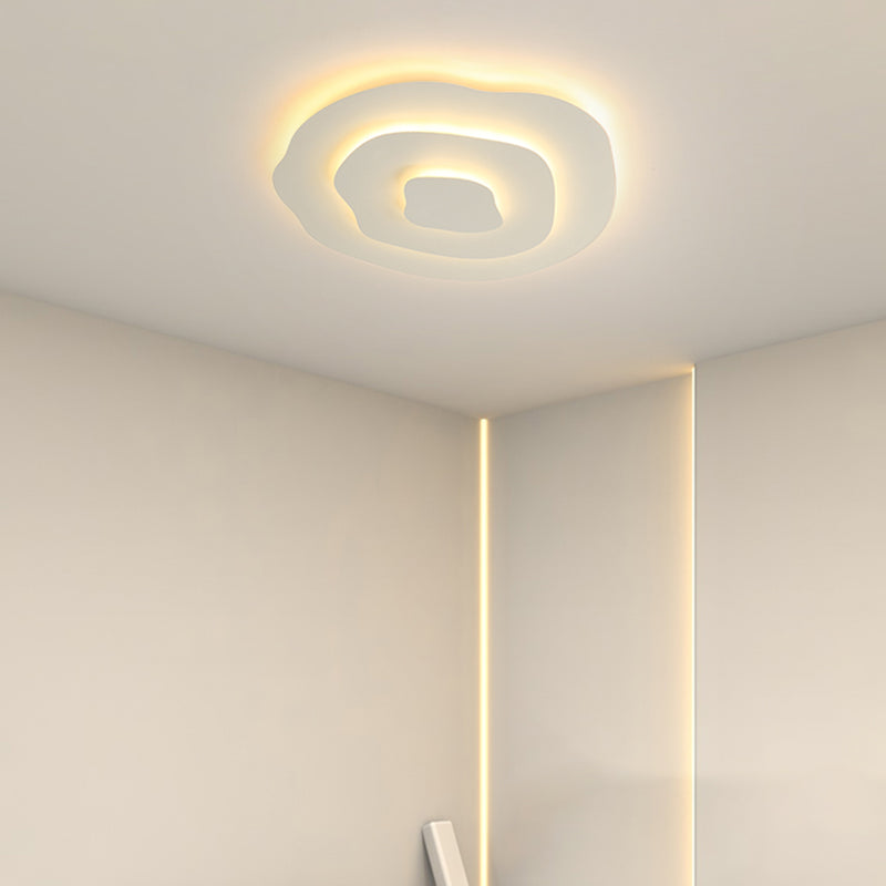 Lacquered Iron LED Ceiling Light in Modern Minimalist Style Acrylic Geometric Flush Mount in White