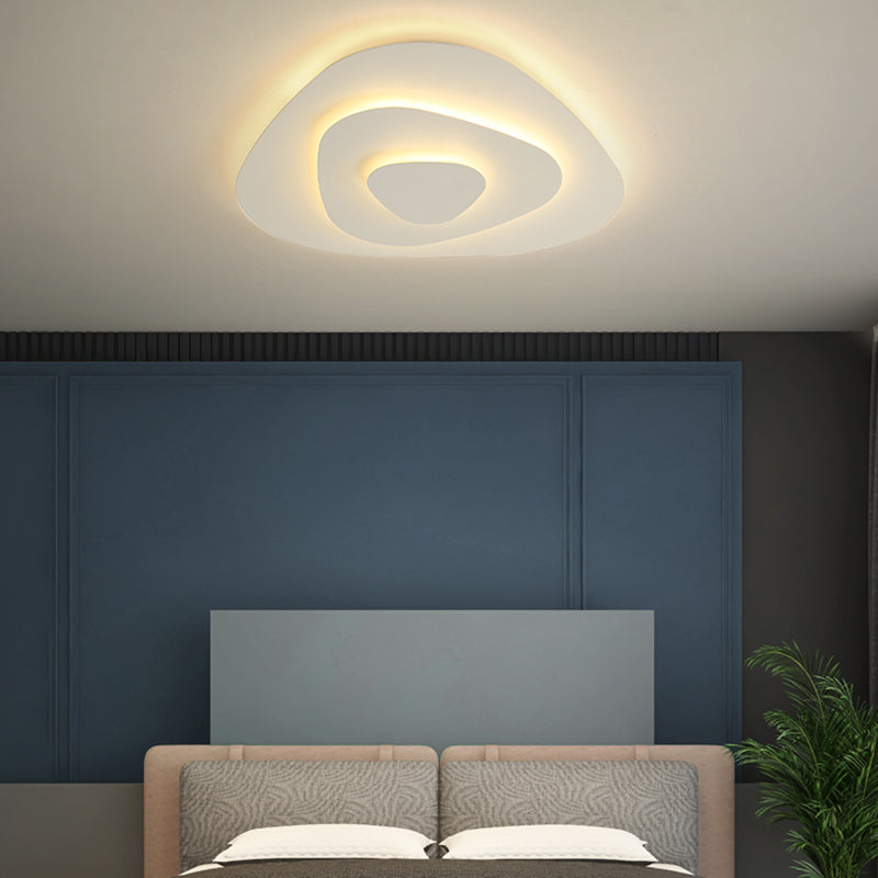 Lacquered Iron LED Ceiling Light in Modern Minimalist Style Acrylic Geometric Flush Mount in White