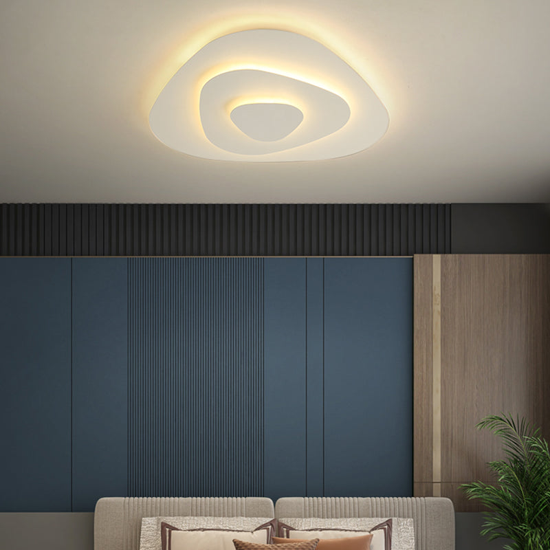 Lacquered Iron LED Ceiling Light in Modern Minimalist Style Acrylic Geometric Flush Mount in White