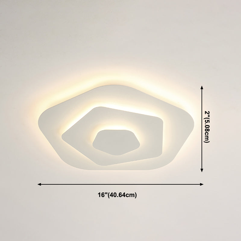Lacquered Iron LED Ceiling Light in Modern Minimalist Style Acrylic Geometric Flush Mount in White