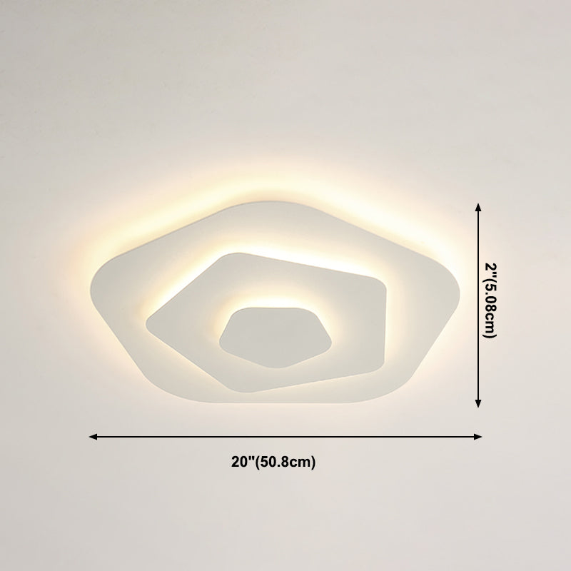 Lacquered Iron LED Ceiling Light in Modern Minimalist Style Acrylic Geometric Flush Mount in White