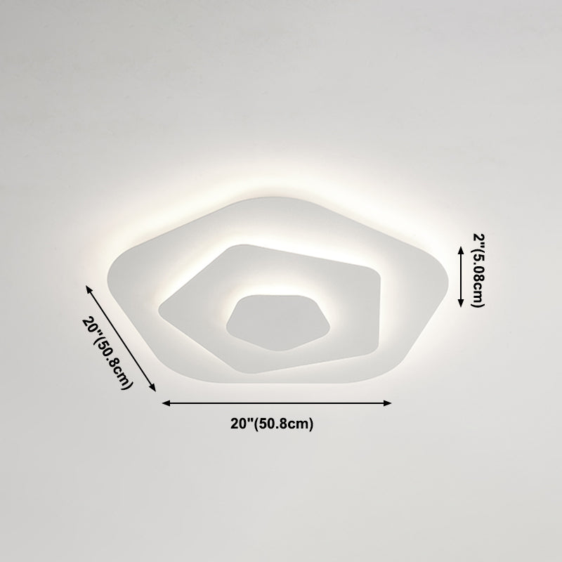 Lacquered Metal LED Flush Mount in Modern Concise Style Acrylic Geometric Ceiling Light in White