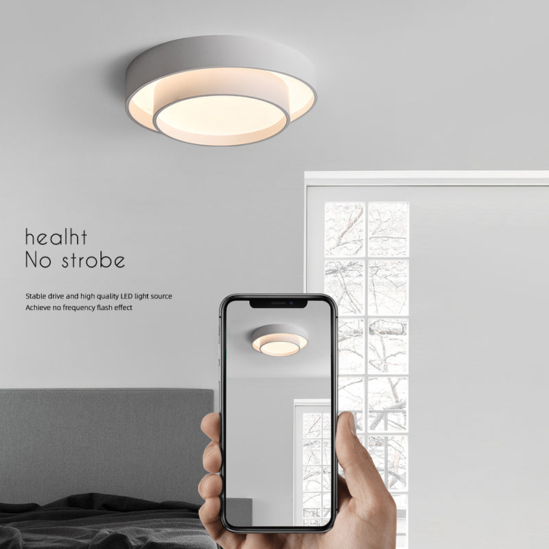 Lámpara de techo LED de hierro lacado, montaje empotrado circular de acrílico de estilo minimalista moderno