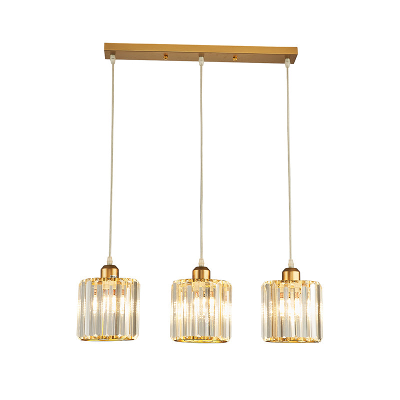 Lámparas de isla de cilindro de estilo moderno cristal 3 lámparas de encogimiento de luz