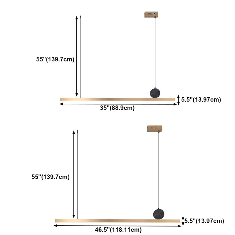 Estilo moderno colgante colgante lineal metal 1- lámpara colgante de luz