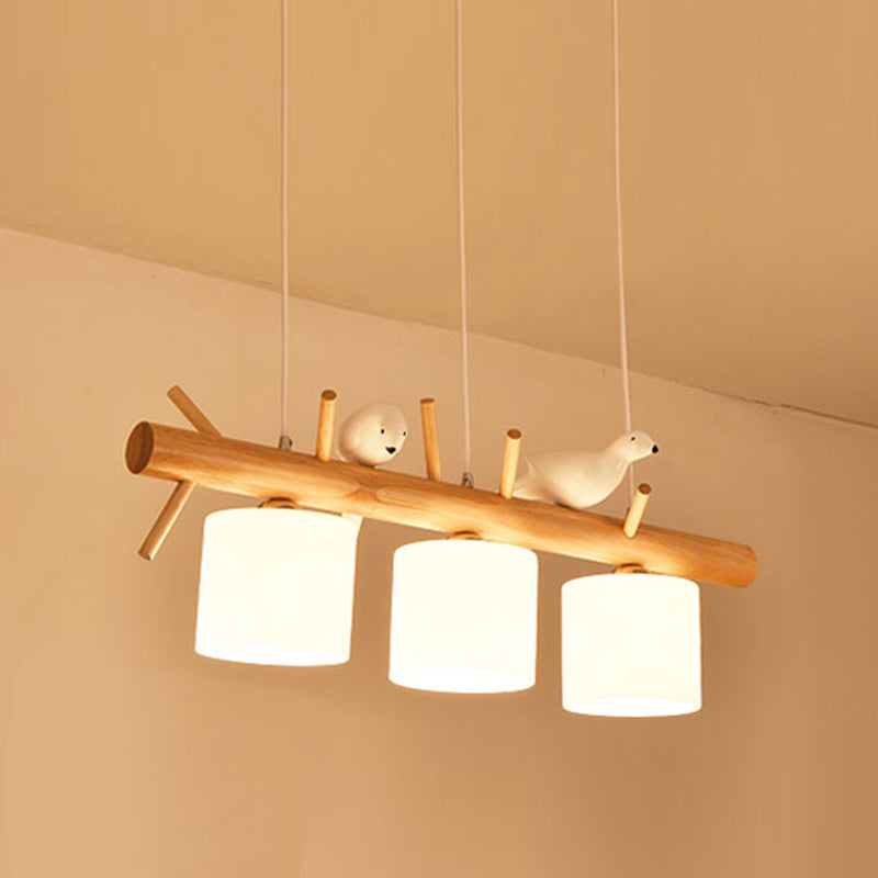 Luces colgantes contemporáneos luces de la isla de cilindro vidrio blanco para la isla de cocina