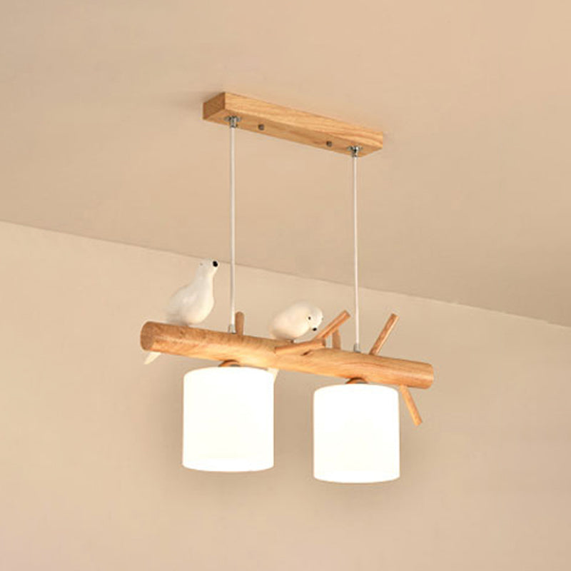 Luces colgantes contemporáneos luces de la isla de cilindro vidrio blanco para la isla de cocina