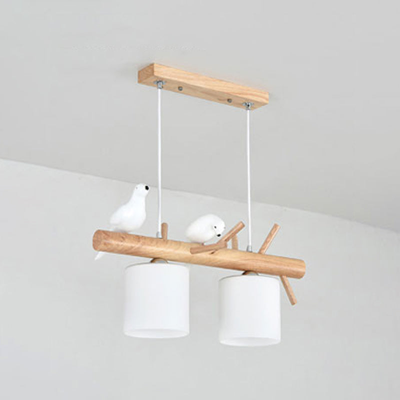 Luces colgantes contemporáneos luces de la isla de cilindro vidrio blanco para la isla de cocina