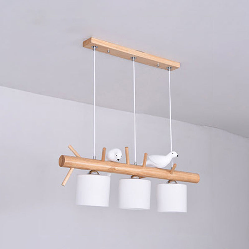 Luces colgantes contemporáneos luces de la isla de cilindro vidrio blanco para la isla de cocina