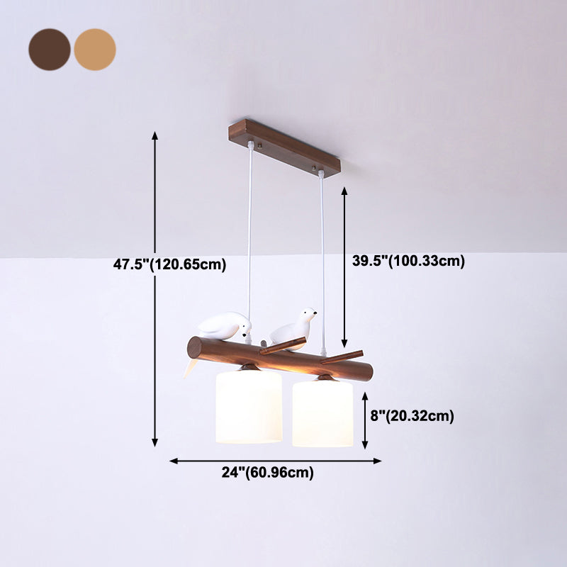 Luces colgantes contemporáneos luces de la isla de cilindro vidrio blanco para la isla de cocina