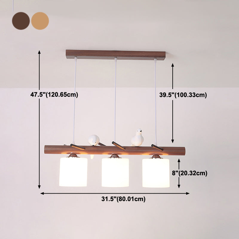 Luces colgantes contemporáneos luces de la isla de cilindro vidrio blanco para la isla de cocina