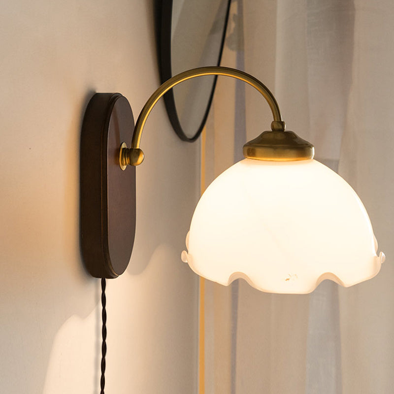 Lámparas de doma de estilo moderno lámparas de madera 1 iluminación de pared ligera montada en la pared