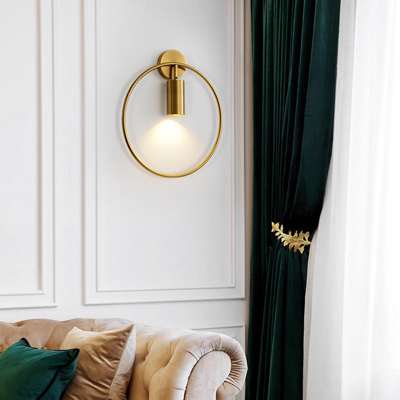 Nordic Metal Wall Light Circle 11" Wide LED Reading Wall Sconce for Living Room