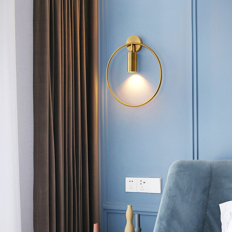 Nordic Metal Wall Light Circle 11" Wide LED Reading Wall Sconce for Living Room
