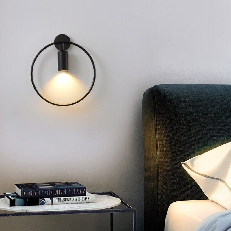 Nordic Metal Wall Light Circle 11" Wide LED Reading Wall Sconce for Living Room