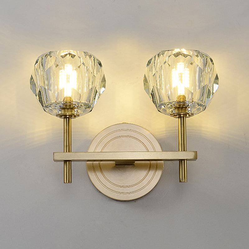 Nordic Brass Wall Light Globe Gold Wall Sconce with Crystal for Living Room