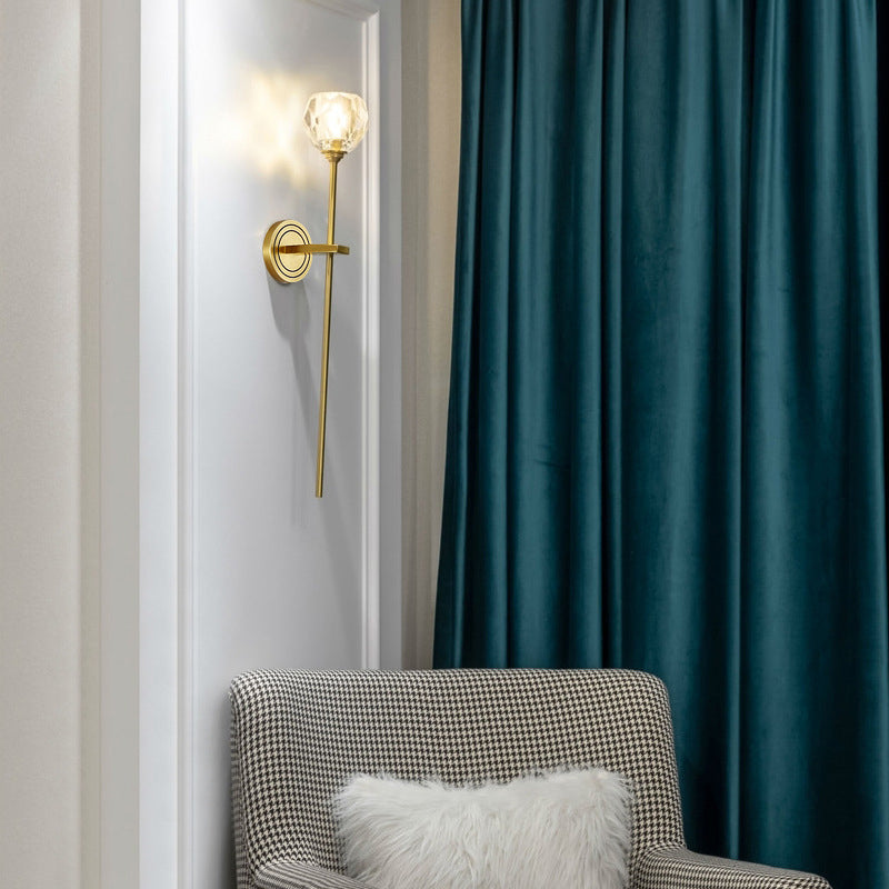 Nordic Brass Wall Light Globe Gold Wall Sconce with Crystal for Living Room