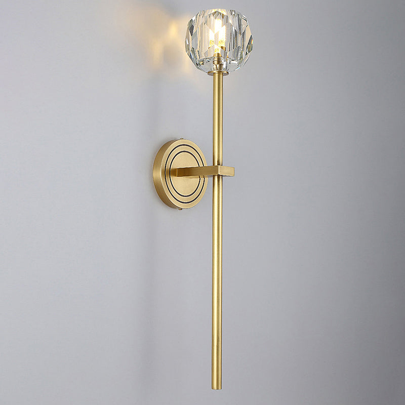 Nordic Brass Wall Light Globe Gold Wall Sconce with Crystal for Living Room
