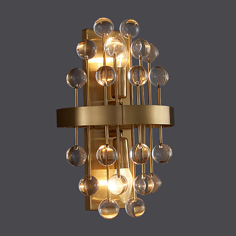Postmoderne Metallwandleuchte Gold 2 Lichter Wandleuchten mit Kristall für Wohnzimmer