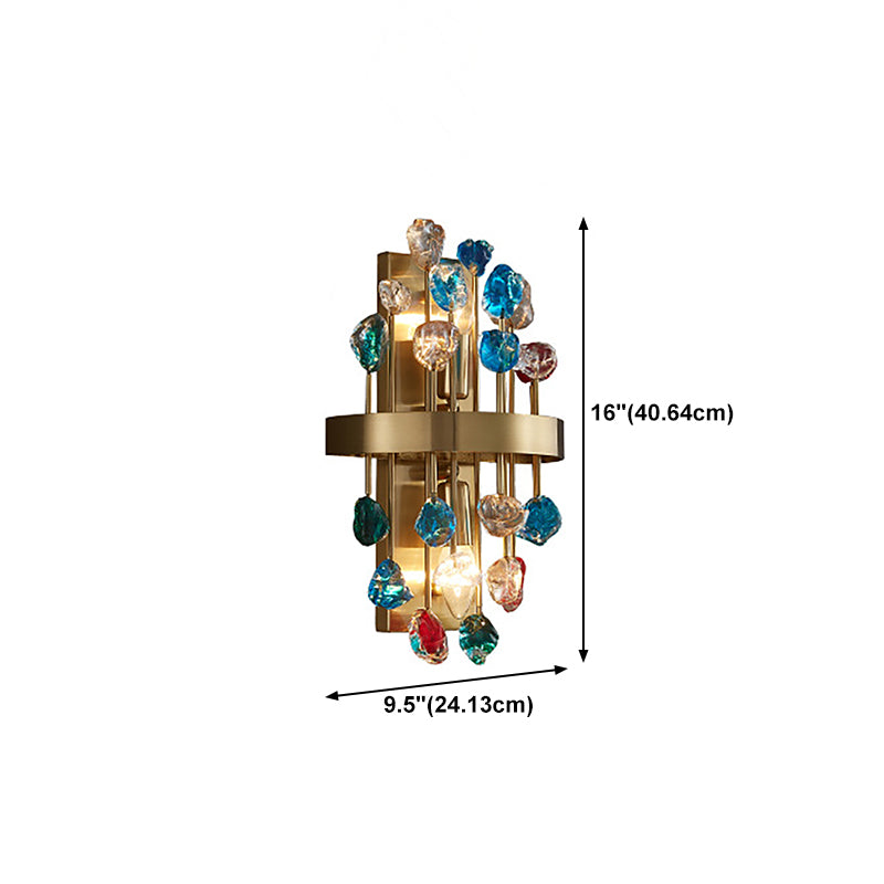 Postmoderne Metallwandleuchte Gold 2 Lichter Wandleuchten mit Kristall für Wohnzimmer