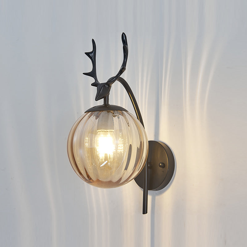 1 Light Spherical Wall Sconce Modern Style Glass Wall Lighting for Living Room