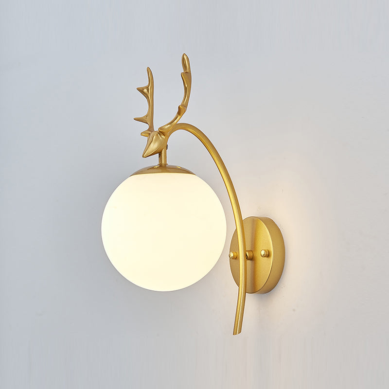 1 Light Spherical Wall Sconce Modern Style Glass Wall Lighting for Living Room