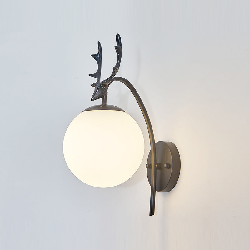 1 Light Spherical Wall Sconce Modern Style Glass Wall Lighting for Living Room