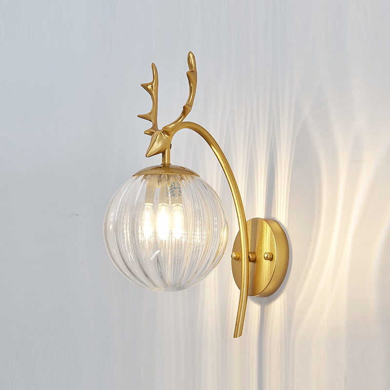 1 Light Spherical Wall Sconce Modern Style Glass Wall Lighting for Living Room