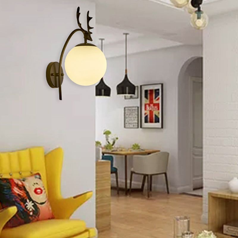 1 Light Spherical Wall Sconce Modern Style Glass Wall Lighting for Living Room