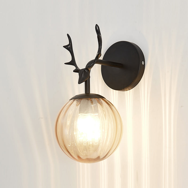 1 Light Spherical Wall Sconce Modern Style Glass Wall Lighting for Bedroom
