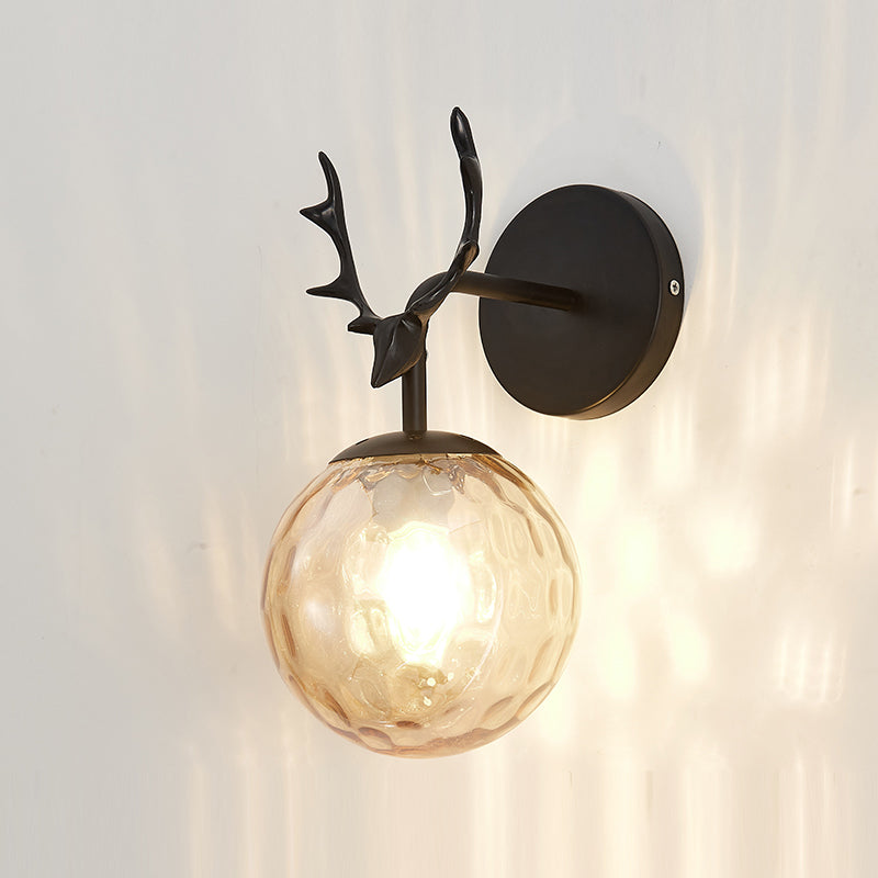 1 Light Spherical Wall Sconce Modern Style Glass Wall Lighting for Bedroom