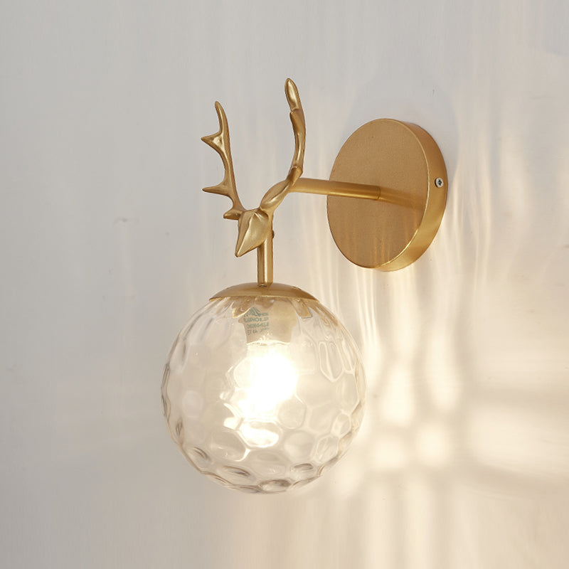 1 Light Spherical Wall Sconce Modern Style Glass Wall Lighting for Bedroom