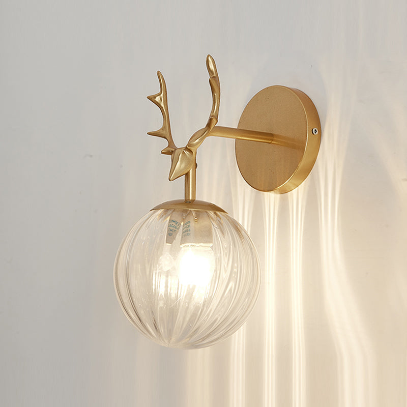 1 Light Spherical Wall Sconce Modern Style Glass Wall Lighting for Bedroom