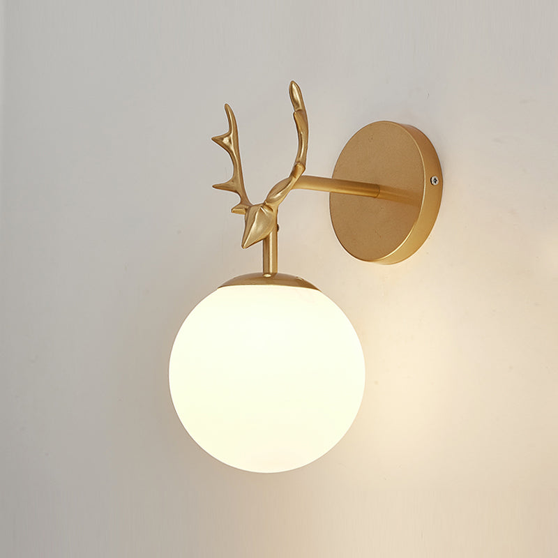 1 Light Spherical Wall Sconce Modern Style Glass Wall Lighting for Bedroom