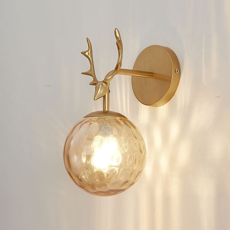 1 Light Spherical Wall Sconce Modern Style Glass Wall Lighting for Bedroom