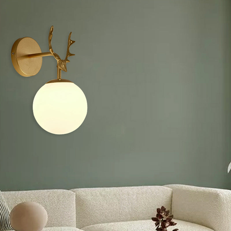 1 Light Spherical Wall Sconce Modern Style Glass Wall Lighting for Bedroom