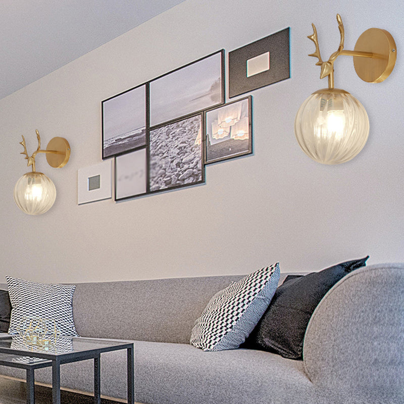1 Light Spherical Wall Sconce Modern Style Glass Wall Lighting for Bedroom