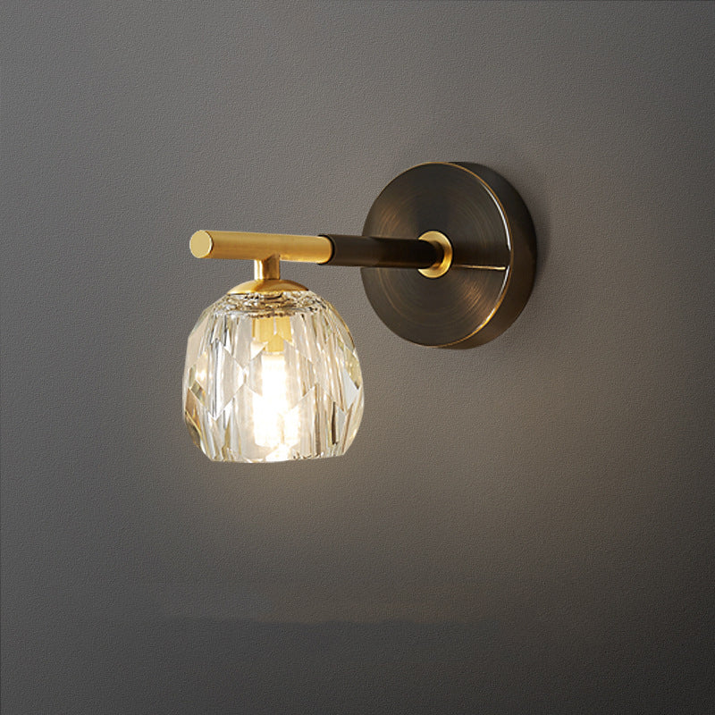 Brass Geometric Wall Lamp Postmodern Metal Sconce Light for Bedroom