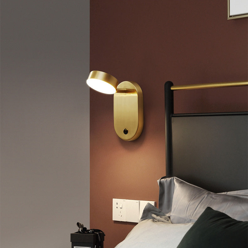 Brass Geometric Wall Lamp Postmodern Metal Sconce Light for Bedroom