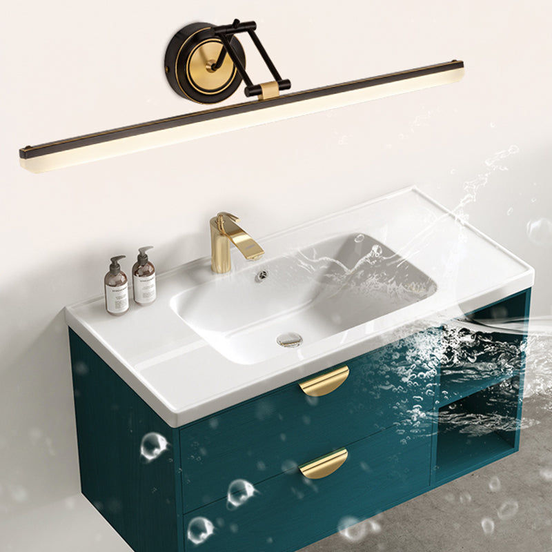 Lineaire schaduw metalen wand sconce moderne stijl 1-licht spiegel zwenkarm muur gemonteerd licht