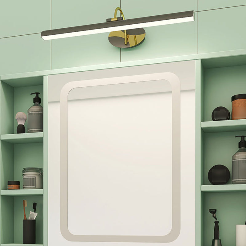 Idea illuminazione a parete in metallo in metallo lineare moderna 1- Light Montaggio a parete specchio lampada