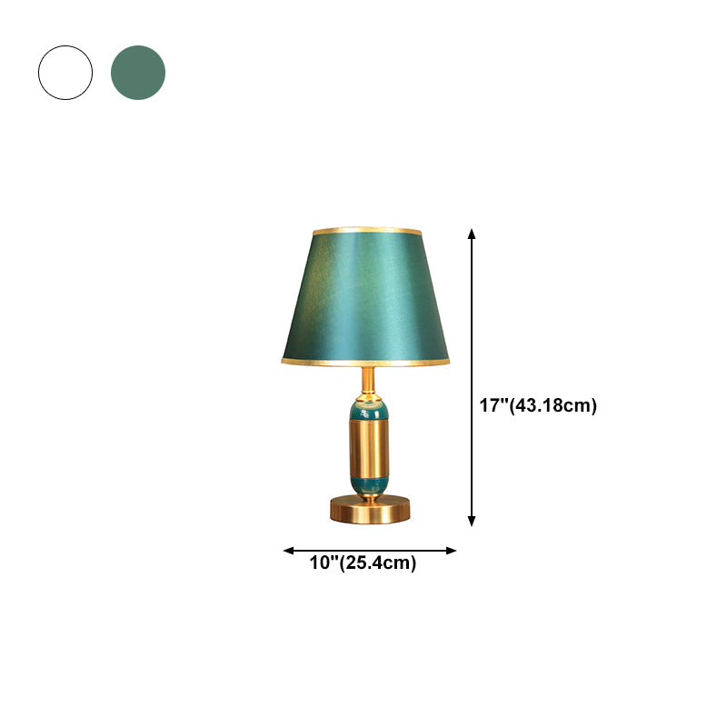 Modern Metal Table Light 1-Light Bedroom Nightstand Lamp with Bucket Fabric Shade