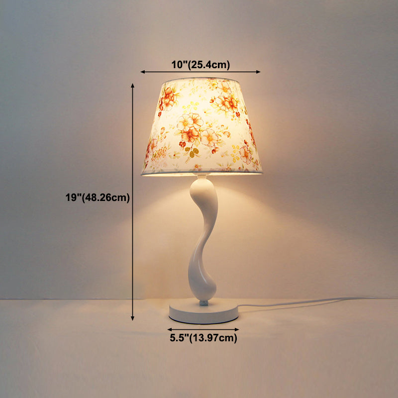 Cone Shape Bedroom Table Lamp Fabric Minimalist-Style Night Table Lamp