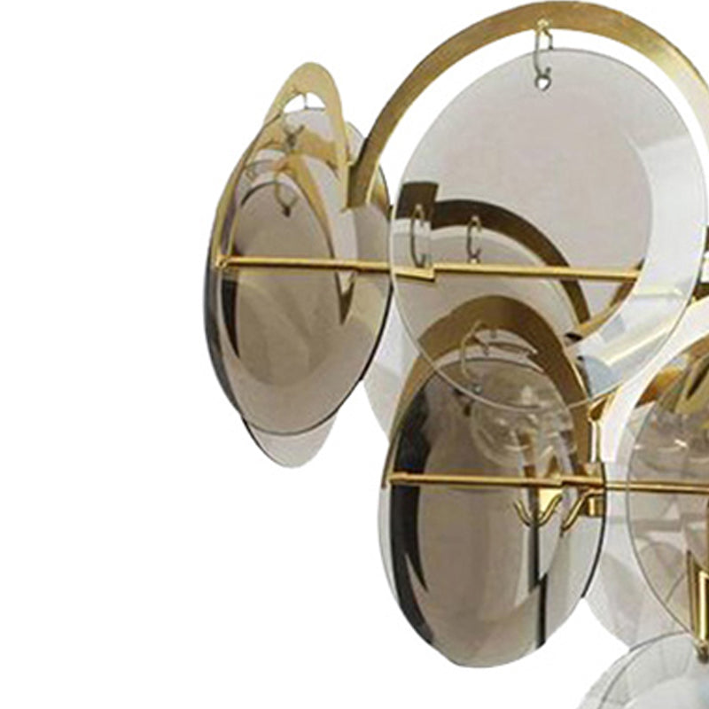 Modern Style Chandelier Light Fixture Round Shape Glass Hanging Light in Smoky Gray