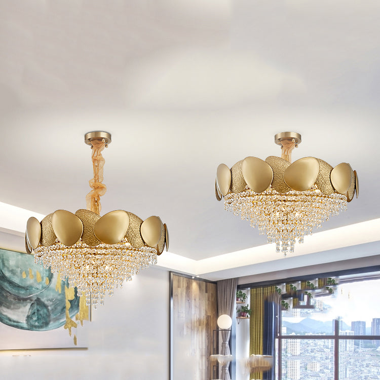 Iluminación de lámpara de lámpara de cono de estilo moderno Luz de colgante de metal transparente