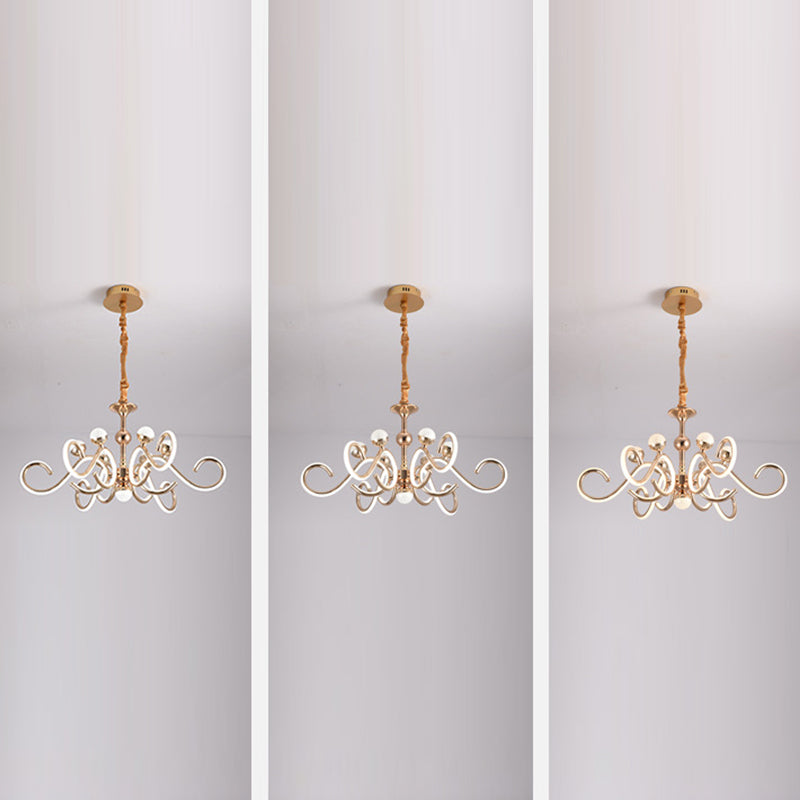 Accesorios de iluminación de lámpara de estilo posmoderno araña colgante de metal en oro