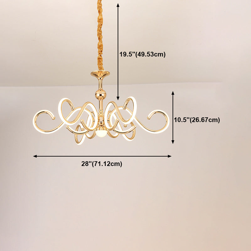 Accesorios de iluminación de lámpara de estilo posmoderno araña colgante de metal en oro